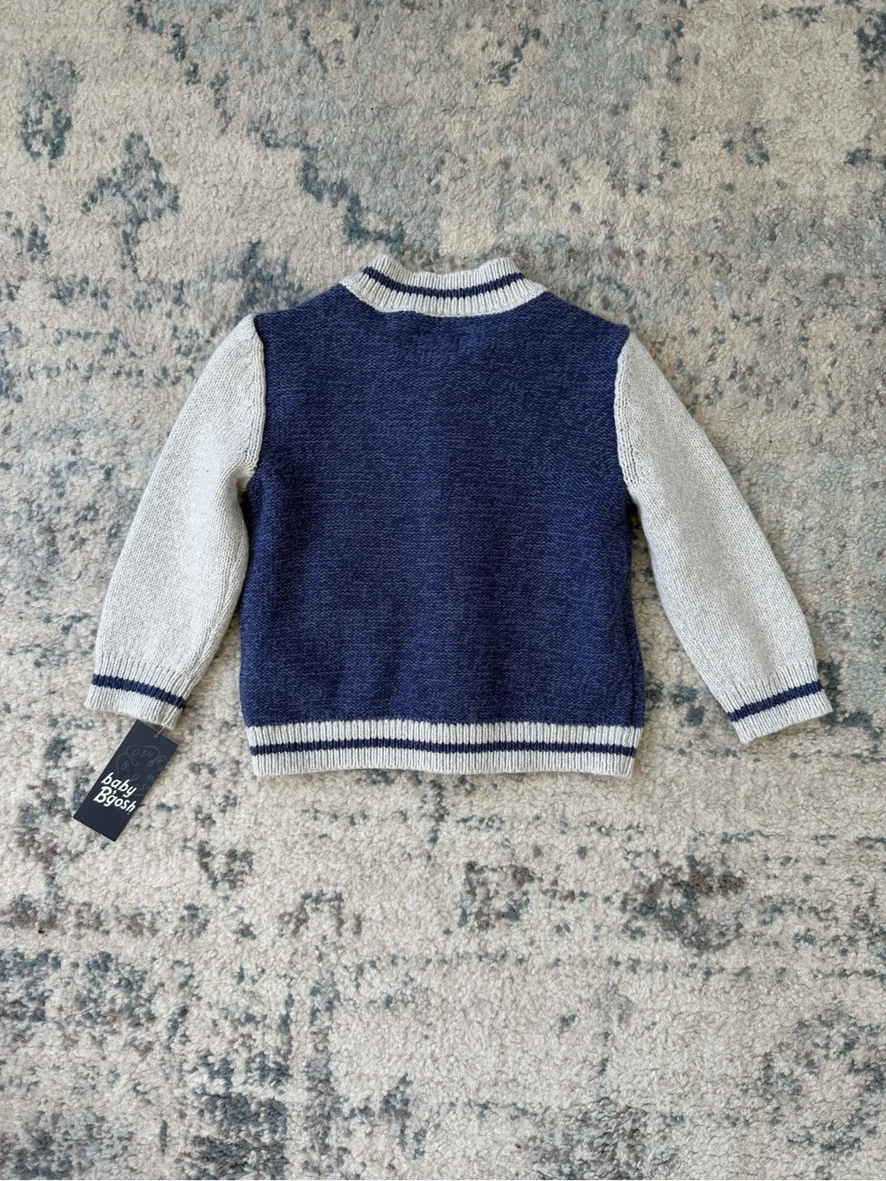 NWT Baby B'gosh Navy and Heather Gray Knit Baby Jacket, Size 12 months